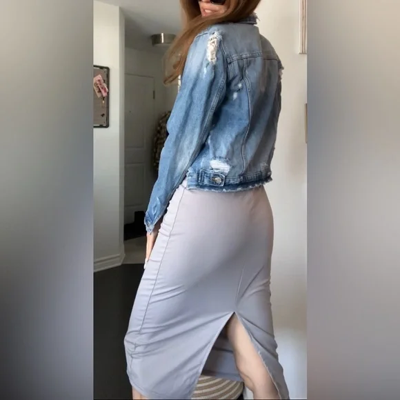 Distressed denim jacket - Picture 12 of 14